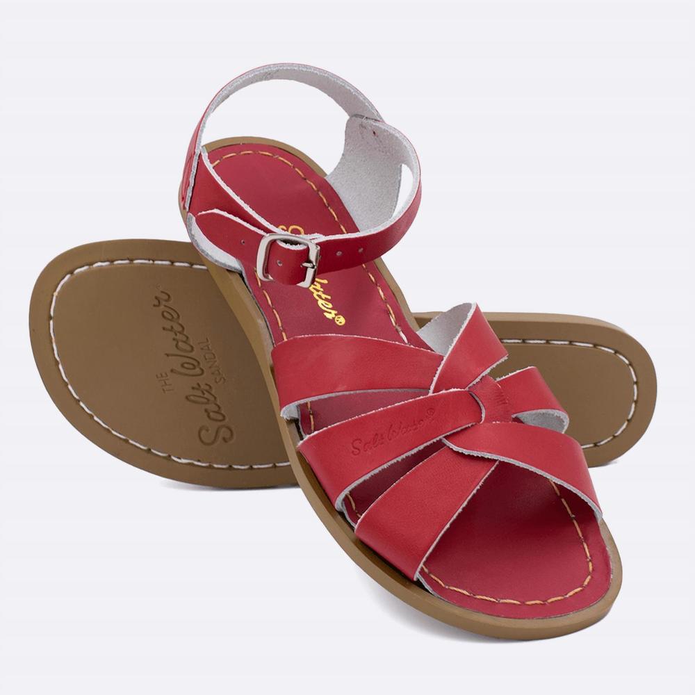 Red Leather Girls' Ankle-Strap Sandals